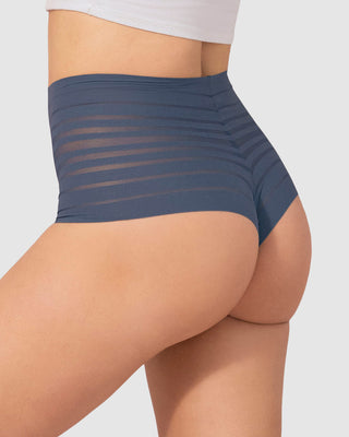 Panty alto de compresión suave con SmartLace® en bandas#color_589-azul-medio