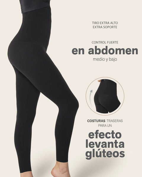 Legging de tiro alto de compresión en abdomen y piernas#color_b56-verde-oscuro