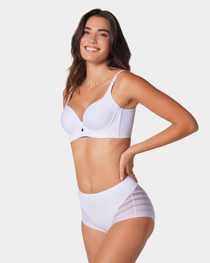 Panty faja clásico con compresión moderada de abdomen y bandas en tul#color_000-blanco