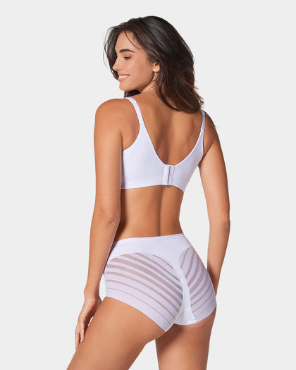 Panty faja clásico con compresión moderada de abdomen y bandas en tul#color_000-blanco
