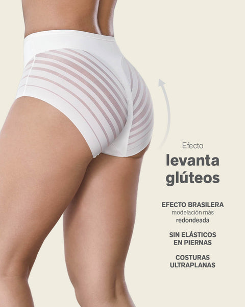 Panty faja clásico con compresión moderada de abdomen y bandas en tul#color_000-blanco