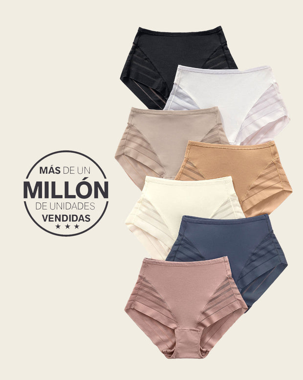 Panty faja clásico con compresión moderada de abdomen y bandas en tul
