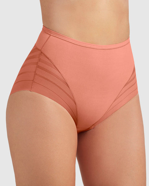 Panty faja clásico con compresión moderada de abdomen y bandas en tul#color_163-naranja-medio