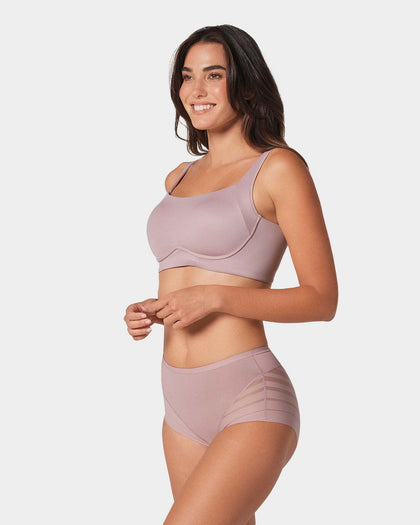 Panty faja clásico con compresión moderada de abdomen y bandas en tul#color_281-palo-de-rosa