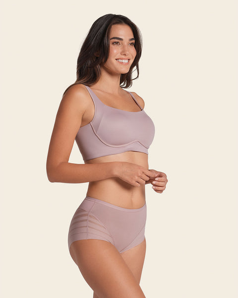 Panty faja clásico con compresión moderada de abdomen y bandas en tul#color_281-palo-de-rosa