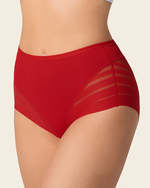 Panty faja clásico con compresión moderada de abdomen y bandas en tul#color_323-rojo