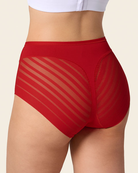 Panty faja clásico con compresión moderada de abdomen y bandas en tul#color_323-rojo