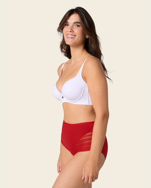 Panty faja clásico con compresión moderada de abdomen y bandas en tul#color_323-rojo