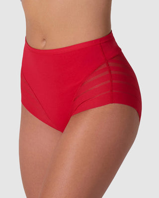 Panty faja clásico con compresión moderada de abdomen y bandas en tul#color_323-rojo