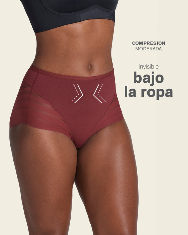 Panty faja clásico con compresión moderada de abdomen y bandas en tul