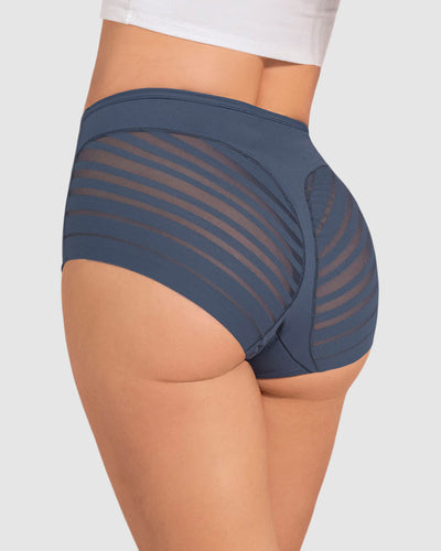 Panty faja clásico con compresión moderada de abdomen y bandas en tul#color_589-azul-medio