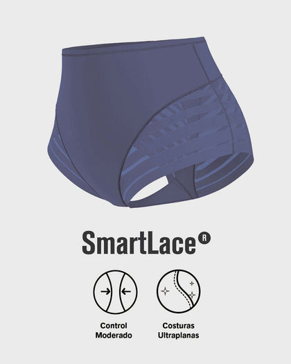 Panty faja clásico con compresión moderada de abdomen y bandas en tul#color_589-azul-medio