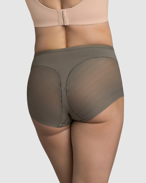 Panty faja clásico con compresión moderada de abdomen y bandas en tul#color_603-verde-oscuro