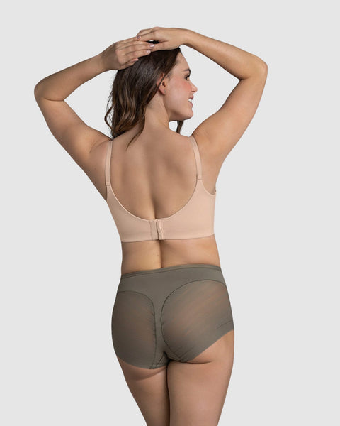 Panty faja clásico con compresión moderada de abdomen y bandas en tul#color_603-verde-oscuro