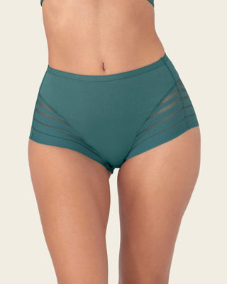 Panty faja clásico con compresión moderada de abdomen y bandas en tul#color_613-verde-oscuro