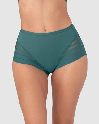 Panty faja clásico con compresión moderada de abdomen y bandas en tul#color_613-verde-oscuro