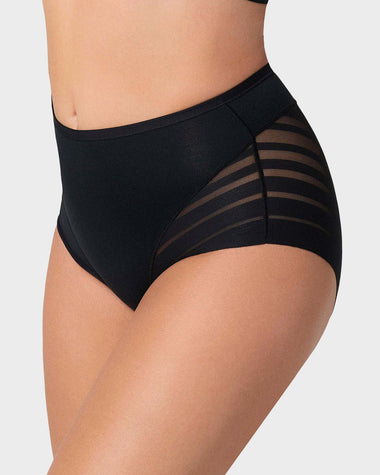 Panty faja clásico con compresión moderada de abdomen y bandas en tul#color_700-negro