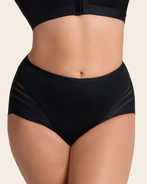 Panty faja clásico con compresión moderada de abdomen y bandas en tul#color_700-negro