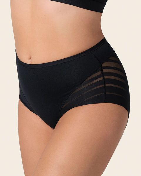 Panty faja clásico con compresión moderada de abdomen y bandas en tul#color_700-negro