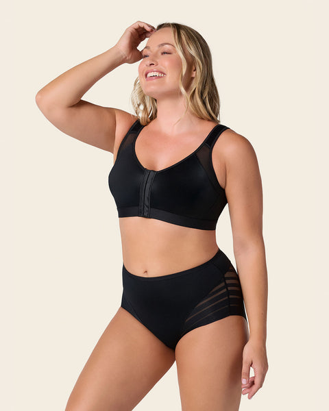 Panty faja clásico con compresión moderada de abdomen y bandas en tul#color_700-negro