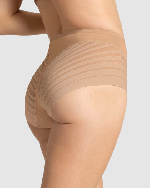 Panty faja clásico con compresión moderada de abdomen y bandas en tul#color_801-cafe-medio