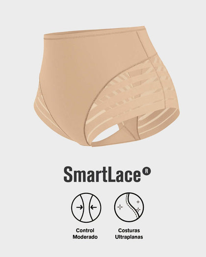 Panty faja clásico con compresión moderada de abdomen y bandas en tul#color_801-cafe-medio