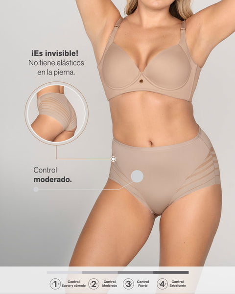 Panty faja clásico con compresión moderada de abdomen y bandas en tul#color_382-vino-tinto