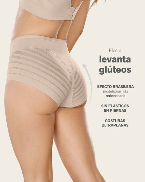 Panty faja clásico con compresión moderada de abdomen y bandas en tul#color_281-palo-de-rosa