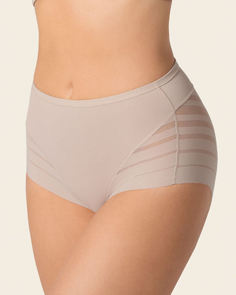 Panty faja clásico con compresión moderada de abdomen y bandas en tul#color_802-cafe-claro