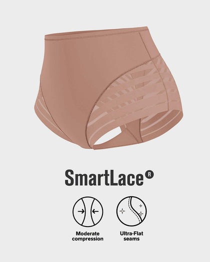 Panty faja clásico con control suave de abdomen y bandas de tul#color_857-cafe-medio