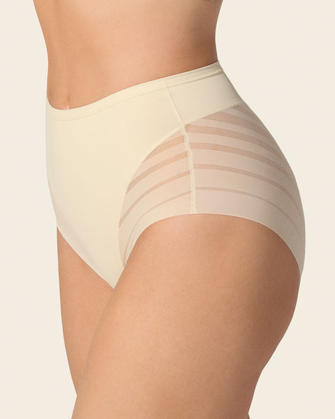 Panty faja clásico con compresión moderada de abdomen y bandas en tul#color_898-marfil