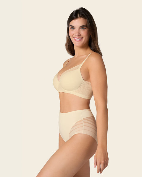 Panty faja clásico con compresión moderada de abdomen y bandas en tul#color_898-marfil