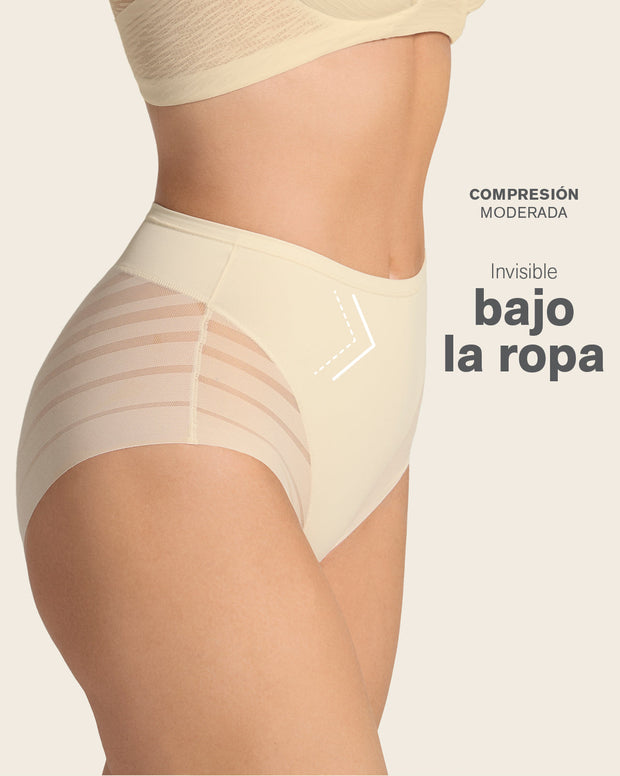Panty faja clásico con compresión moderada de abdomen y bandas en tul