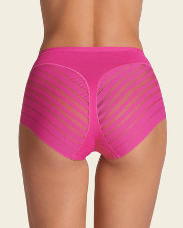 Panty faja clásico con compresión moderada de abdomen y bandas en tul#color_941-fucsia