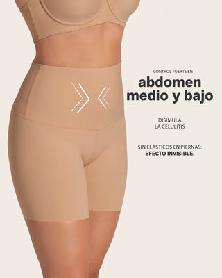 Short de compresión de abdomen y cintura que disimula la celulitis#color_801-cafe-medio