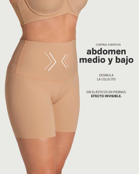 Short de compresión de abdomen y cintura que disimula la celulitis#color_801-cafe-medio