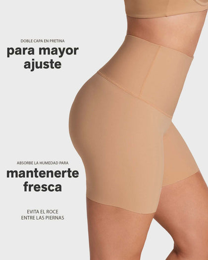 Short de compresión de abdomen y cintura que disimula la celulitis#color_801-cafe-medio