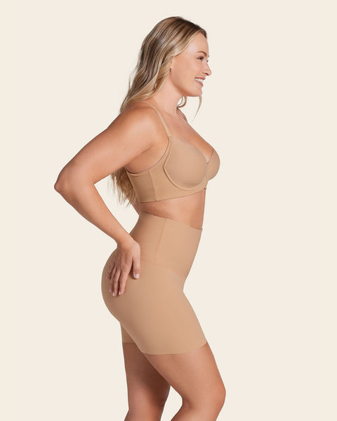 Short de compresión de abdomen y cintura que disimula la celulitis#color_801-cafe-medio