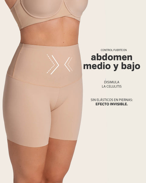 Short de compresión de abdomen y cintura que disimula la celulitis#color_802-cafe-claro