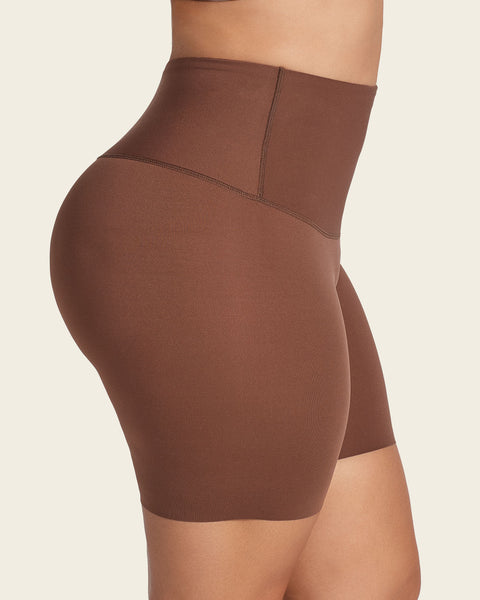 Short de compresión de abdomen y cintura que disimula la celulitis#color_875-cafe-oscuro