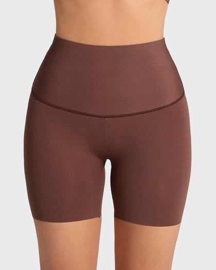 Short de compresión de abdomen y cintura que disimula la celulitis#color_875-cafe-oscuro