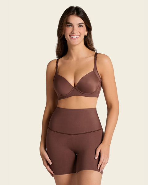 Short de compresión de abdomen y cintura que disimula la celulitis#color_875-cafe-oscuro