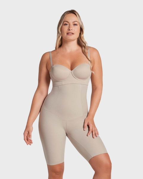 Faja pantalón de tiro alto con compresión en abdomen y cintura#color_802-cafe-claro