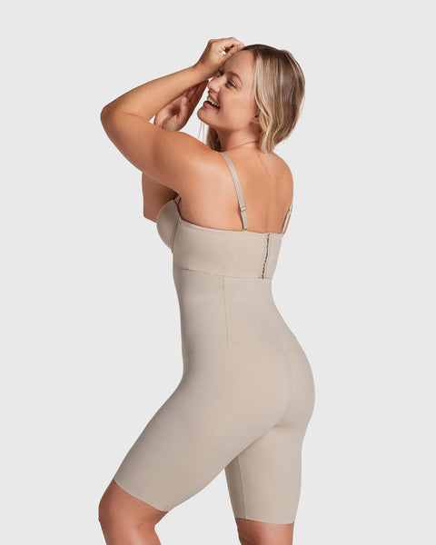 Faja pantalón de tiro alto con compresión en abdomen y cintura#color_802-cafe-claro