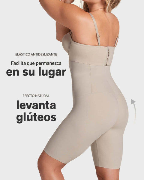 Faja pantalón de tiro alto con compresión en abdomen y cintura#color_802-cafe-claro