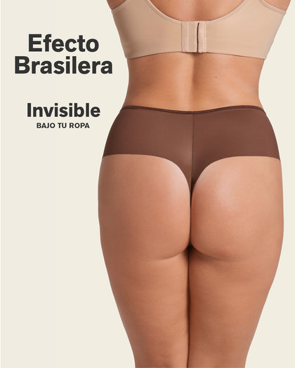 Panty faja brasilera de compresión fuerte tiro alto#color_875-cafe-oscuro