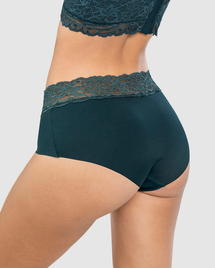 Panty hípster en tela ultraliviana con franja de encaje#color_249-verde-oscuro