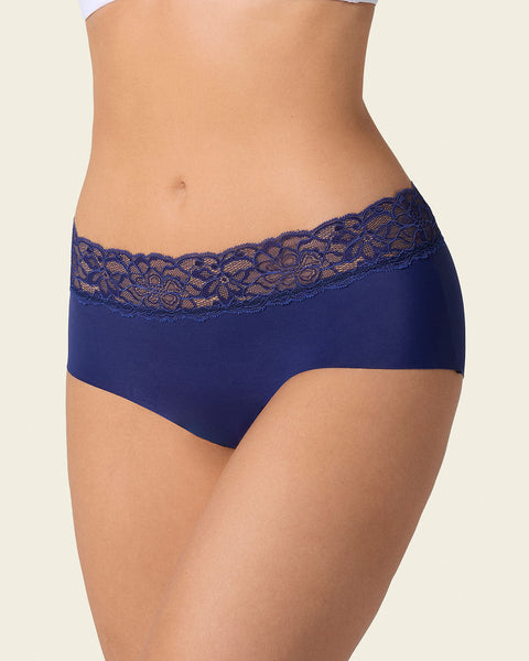 Panty hípster en tela ultraliviana con franja de SmartLace®#color_536-azul-oscuro