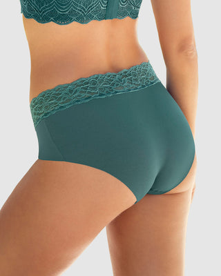 Panty hípster en tela ultraliviana con franja de encaje#color_613-verde-oscuro