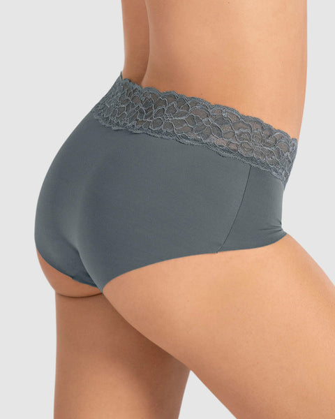 Panty hípster en tela ultraliviana con franja de SmartLace®#color_706-gris-oscuro